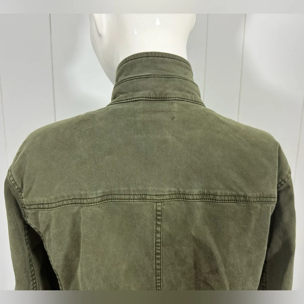 Lucky Brand Military Jacket M Cinched Waist Utility Army Olive Green Zip - Picture 8 of 13